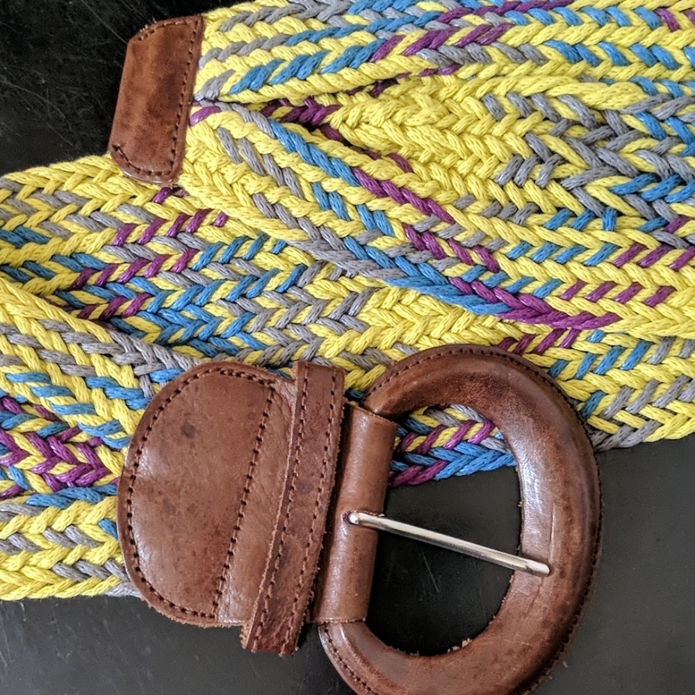 Anthropologie bright belt w/ leather clasp - Picture 2 of 3